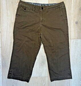 Eddie Bauer Capri Pants Womens 14 Brown Vashon Fit Canvas 5-Pocket Pleat Back